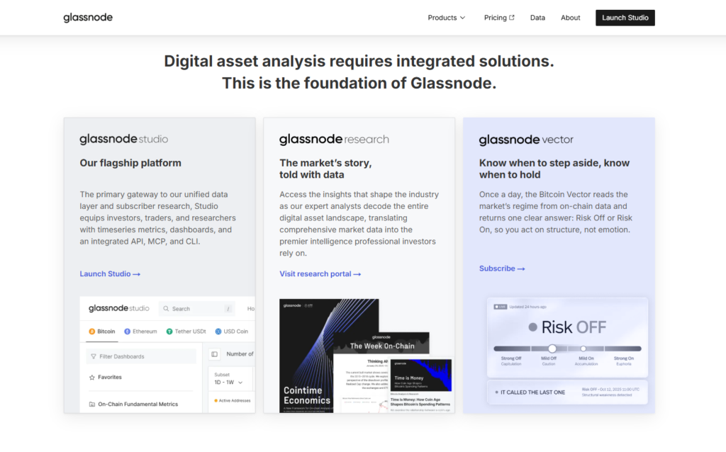 Glassnode homepage, July 2026.